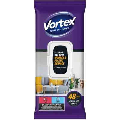 Салфетки для уборки Vortex Влажная Для мебели С клапаном 48 шт. (4823071641271) Винница