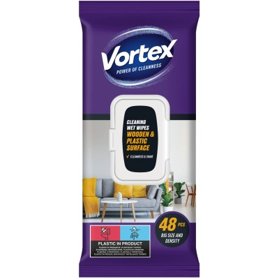 Серветки для прибирання Vortex Вологі Для меблів З клапаном 48 шт. (4823071641271) Вінниця - фото 1