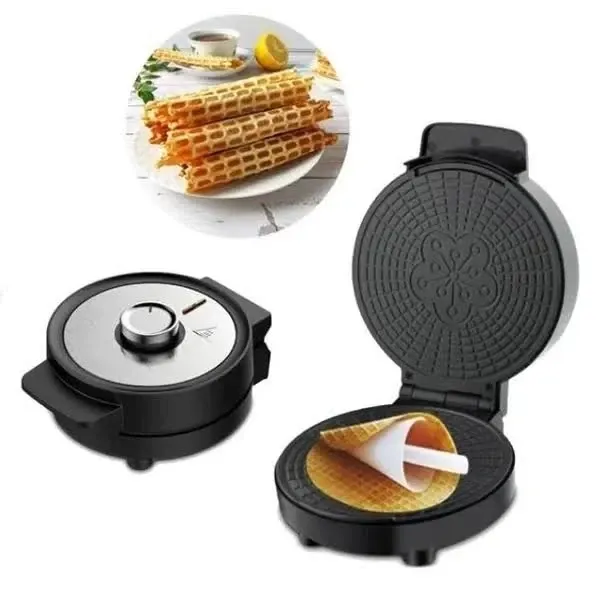 Електрична вафельниця R.565, 1000 Вт, антипригарне покриття, конус для трубочок, кругла вафля Одеса - фото 5