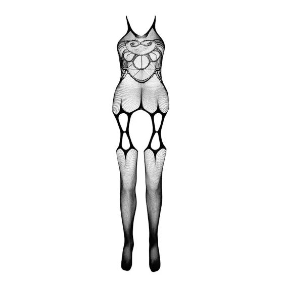 Бодістокінг Passion ECO BS002 black, з доступом, імітація підв’язок, абстрактний малюнок Львів