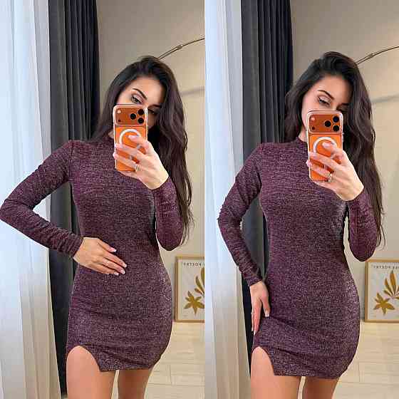 Женское праздничное платье мини из люрекса Бордовый, 42/44 Одесса