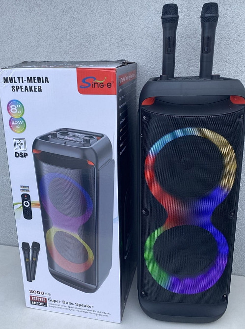 Колонка портативная fm радіо колонка блютуз Bluetooth 2 мікрофона. Харків - фото 8