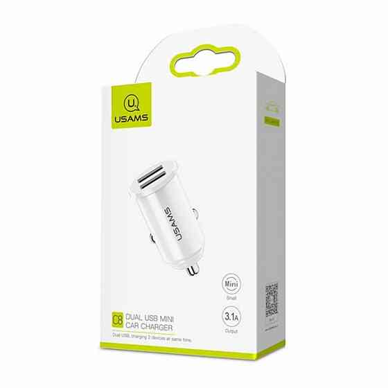 АЗП Usams US-CC050 C4 2.4A Dual USB Mini Car Charger White Київ