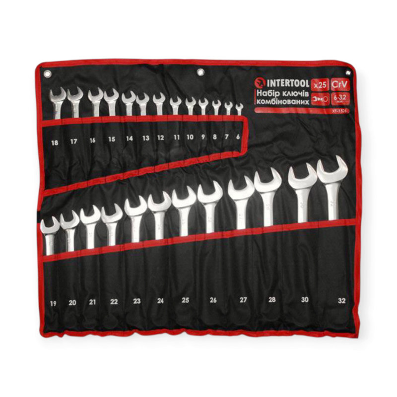 Набір ключів ріжково-накидних 6-32 мм 25 шт (тканин. чохол) CrV Prof Мукачево - фото 1