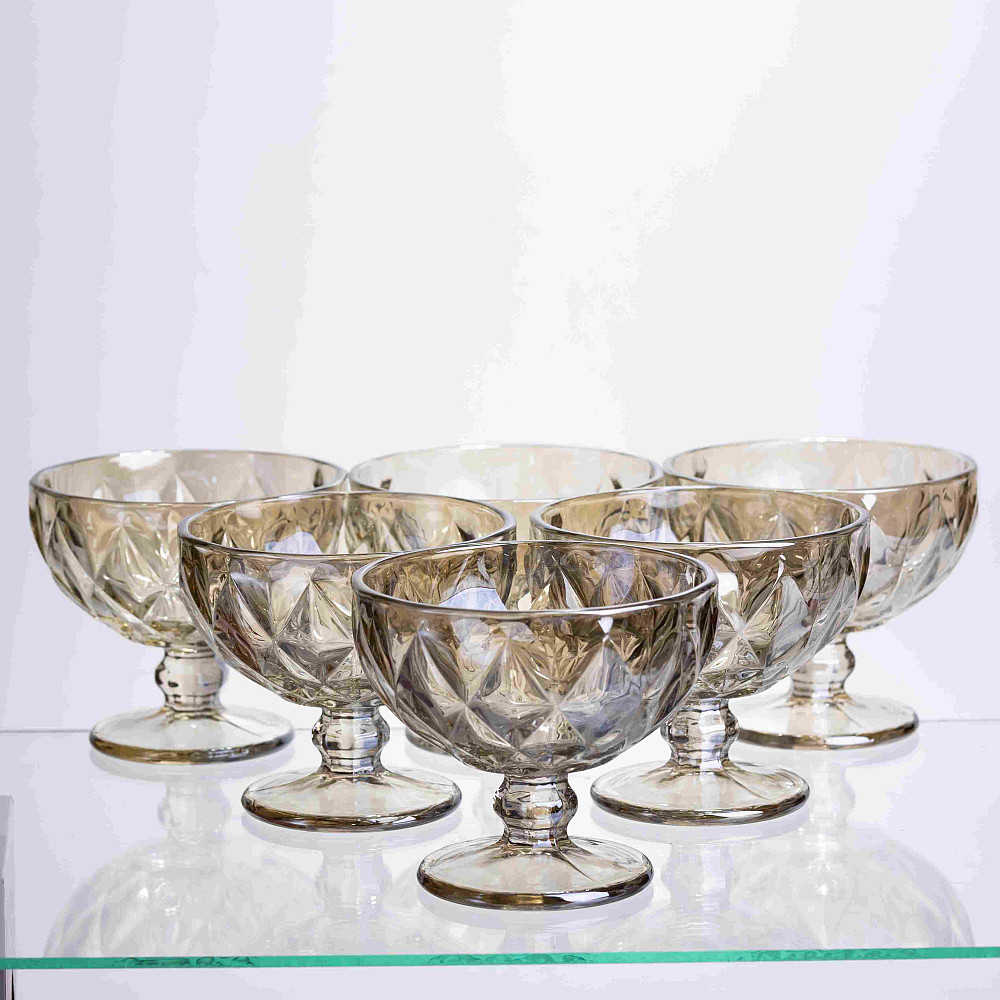 Набір креманок Citrine 300 мл HP-19-283 6 шт десертна ваза тарілка для десертів прозорий Коломия - фото 1