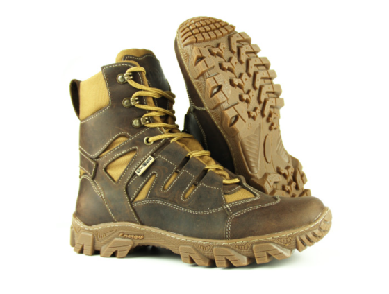 Чоловічі військові черевики коричневі, демісезонні, натуральна шкіра, посилена п’ятка, амортизаційна підошва Львів