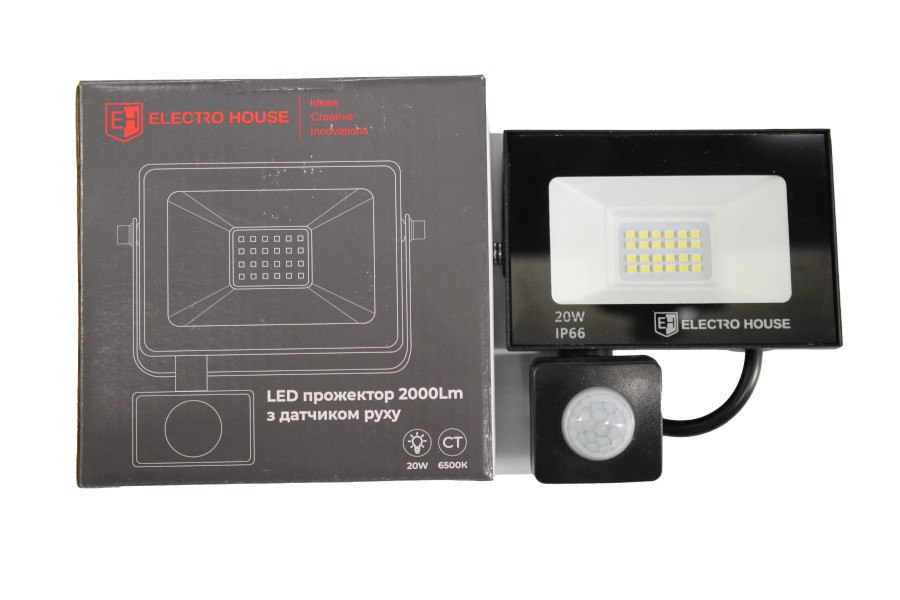 LED прожектор с датчиком движения 20Вт 2000 Лм 6500К холодный белый SMD2835 Днепр - изображение 2