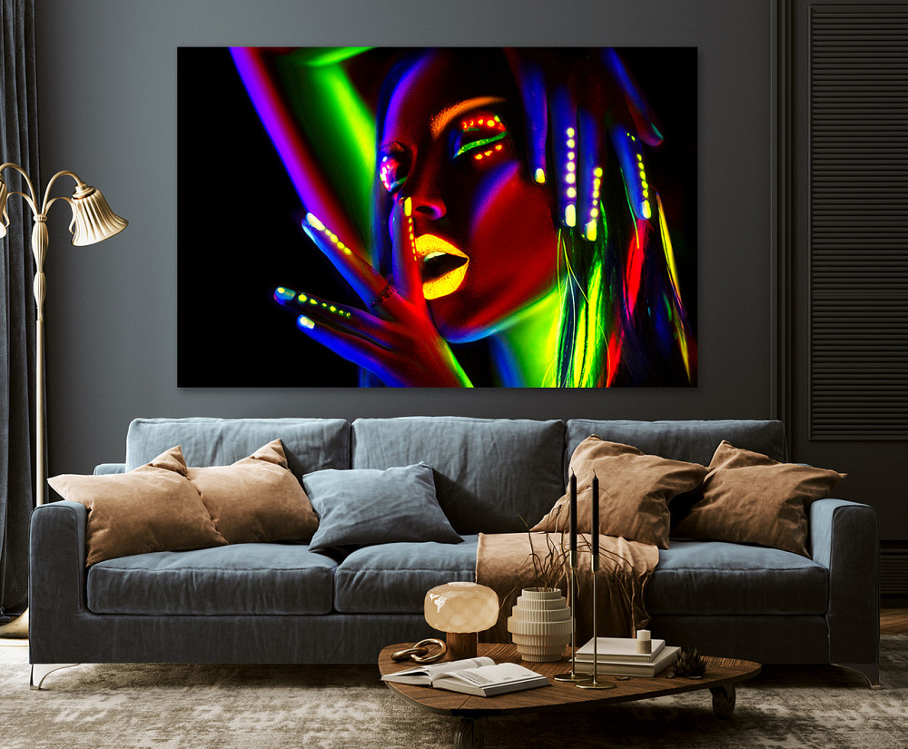 Картина холст в гостиную / спальню  Дівчина в неоні      MLP_212 50x100 см Киев - изображение 3