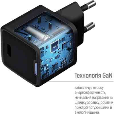 Зарядное устройство ColorWay GaN Mini 25W PD Port PPS USB-C black (CW-CHS052PD-BK) Винница