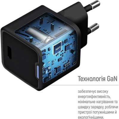 Зарядний пристрій ColorWay GaN Mini 25W PD Port PPS USB-C black (CW-CHS052PD-BK) Вінниця - фото 3