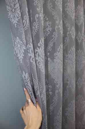 Тюль VR-Textil 1371т Корона Жакард Сірий 300х270 см (42-0110) Київ