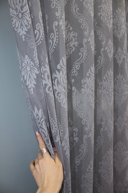 Тюль VR-Textil 1371т Корона Жакард Сірий 300х270 см (42-0110) Київ - фото 2