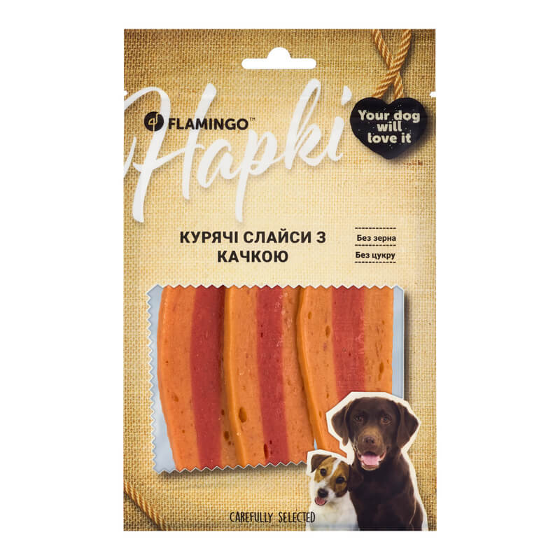 Ласощі Flamingo Фламінго слайси з м'ясом курки та качки для собак 75г (611092) Київ - фото 1