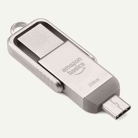 USB флеш-накопичувач Amazon Basics LS25USBC256G1 Шампань-срібний 256GB USB-C/USB-A USB 3.2 400MB/s exFAT метал Київ