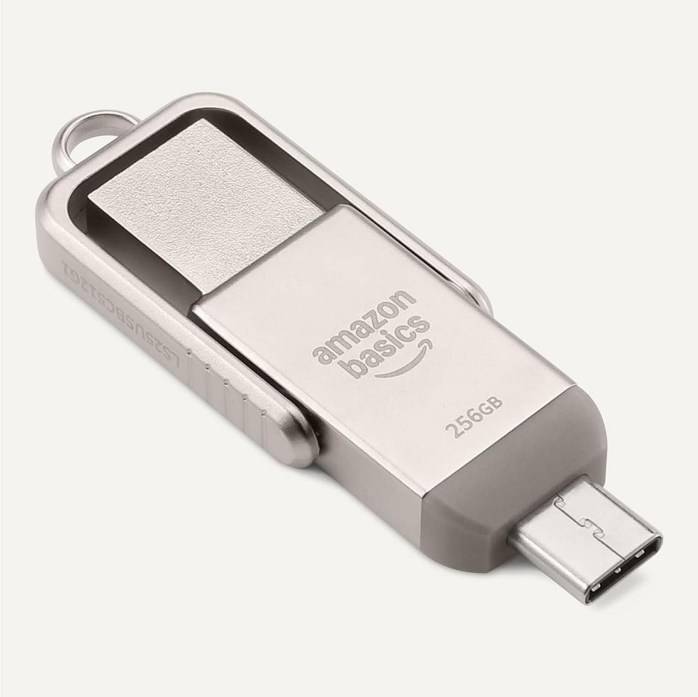 USB флеш-накопичувач Amazon Basics LS25USBC256G1 Шампань-срібний 256GB USB-C/USB-A USB 3.2 400MB/s exFAT метал Київ - фото 2