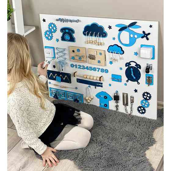 Развивающая игрушка Бизиборд по методике Монтессори TG270035370, 80х60 см, Синий Винница