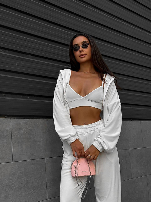 Жіночий костюм трійка: кофта топ і штани велюр Одеса - фото 5