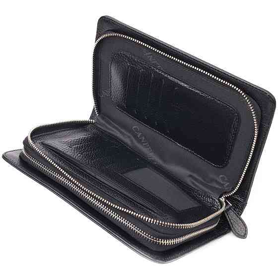 Оригінальна чоловіча барсетка на два відділення з натуральної зернистої шкіри CANPELLINI 21567 Чорна Київ