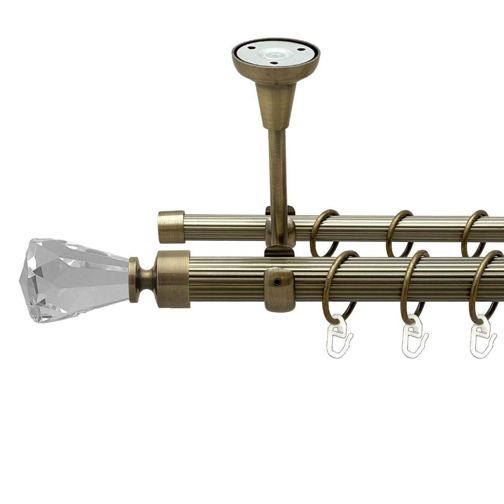 Карниз Orvit Лучетта металевий дворядний відкритий до стелі рифлена труба кільце металеве Антик 25\16 мм 300 см (00-00018748) Львів - фото 1