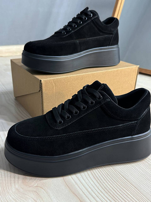 Кеды женские Hengji 536-8 замшевые на платформе с окантовкой черные, 38, 24,5 см Киев - изображение 10