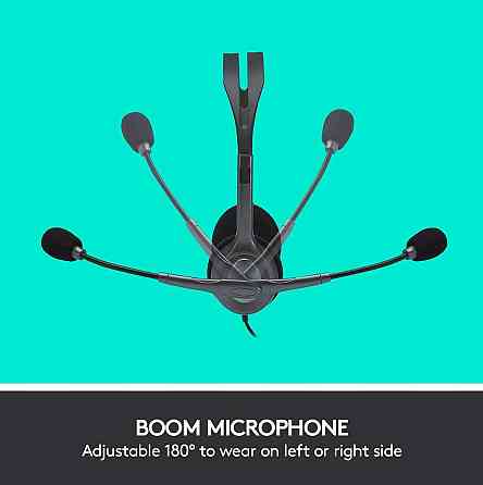 Провідна стереогарнітура Logitech з мікрофоном, навушники з регульованим наголов'ям, 3,5 мм для ПК і ноутбука, легкі для роботи Київ