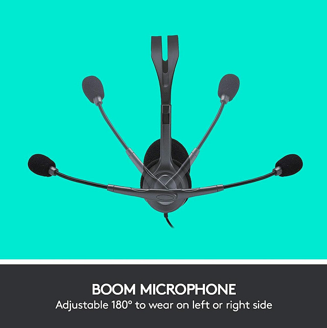 Провідна стереогарнітура Logitech з мікрофоном, навушники з регульованим наголов'ям, 3,5 мм для ПК і ноутбука, легкі для роботи Київ - фото 3