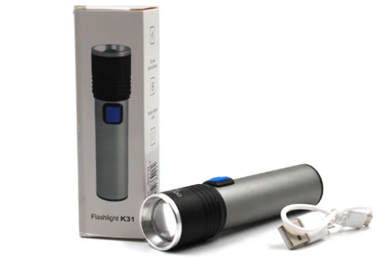 Фонарик ручной BL-K31 USB CHARGE аккумулятор 18650 , 3 режима работы, ZOOM, ДО 500м 6811 Киев