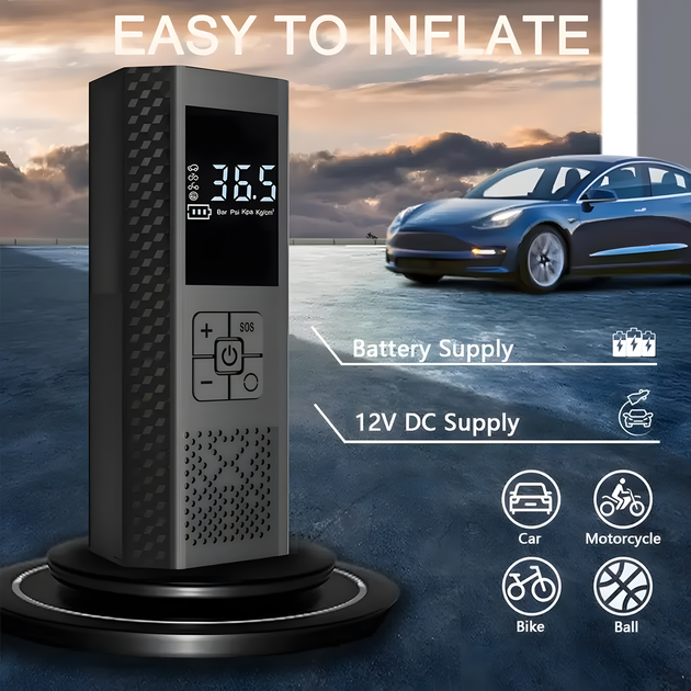 Насос аккумуляторный цифровой AIR VC-029 60W Type-C с фонариком и переходниками Винница - изображение 8