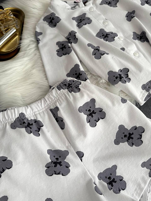 Женская стильная домашняя принтованная пижама качественный кулир Белый 2, 42/44 Одесса - изображение 2