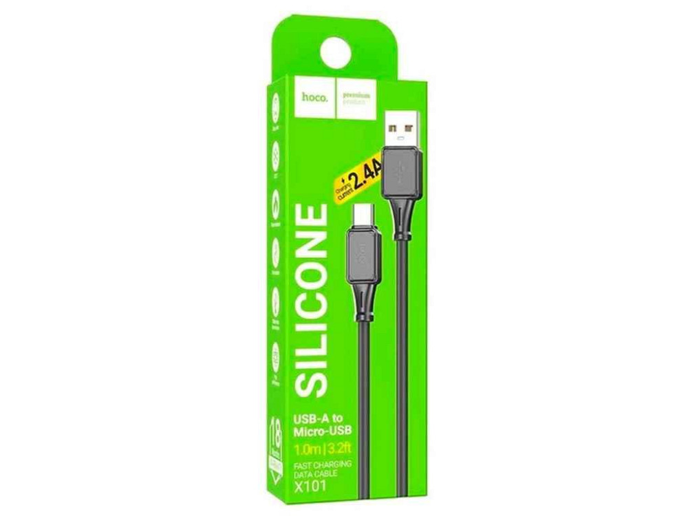 Кабель microUSB X101 2.4A силіконовий 1м ТМ Hoco Київ - фото 1