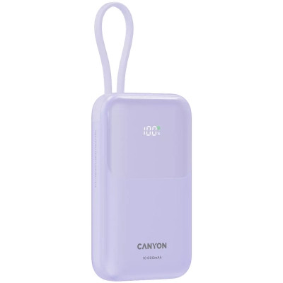 Батарея універсальна Canyon 10000mAh OnPower 101 PD/22.5W built-in cable Purple (CNS-CPB101PU) Вінниця - фото 3