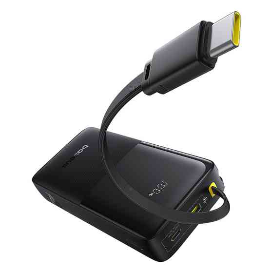 Зовнішній акумулятор Baseus Bipow 2 Digital Display Power Bank With Built-in USB-C Cable 20000mah 20W Cluster Black Київ