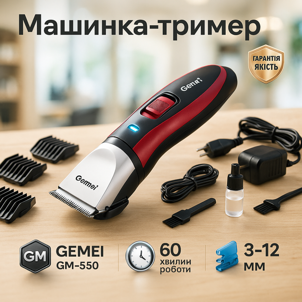 Машинка для стрижки короткої стрижки GEMEI Хороші машинки для волосся дому DB-11 Київ - фото 9