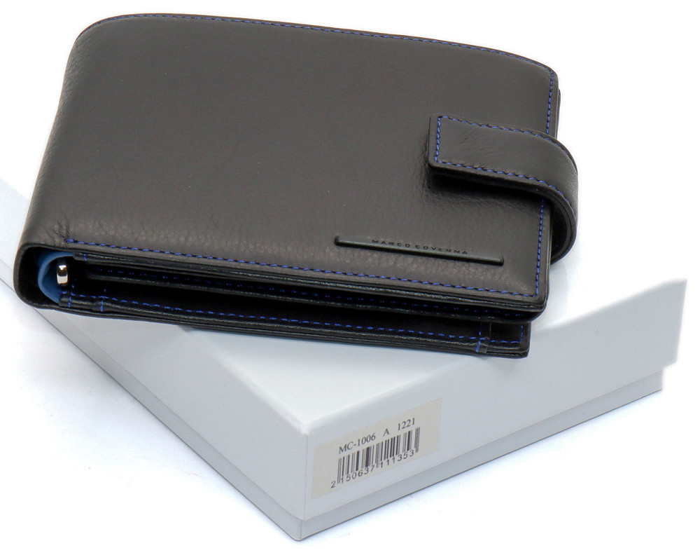 Чорний стильний чоловічий гаманець з блоком для документів із натуральної шкіри Marco Coverna MC-1006 A 1221 Київ - фото 12