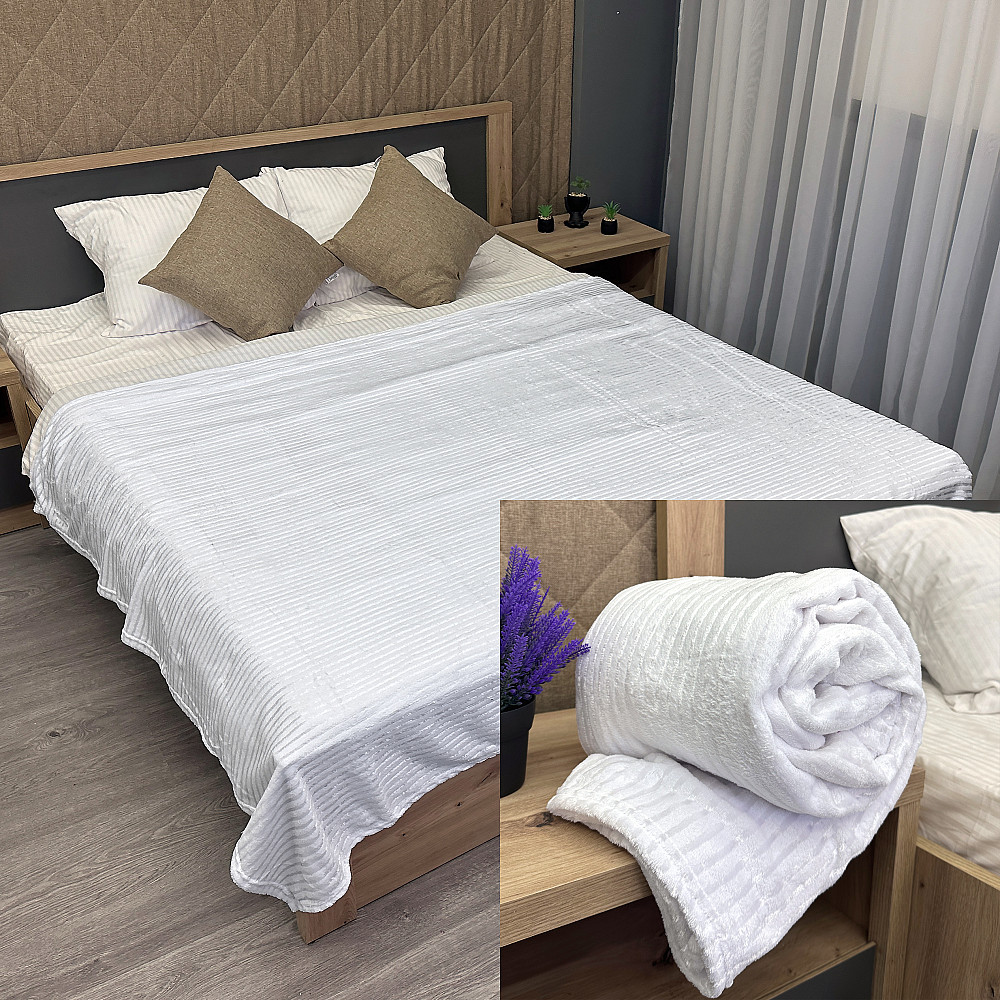 Плед-покривало 155х200 см (+-5см) рельєфний полоска Білий (87-090) Київ - фото 1