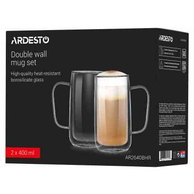 Набор чашек Ardesto BHR 400 мл 2 шт прозорий (AR2640BHR) Винница