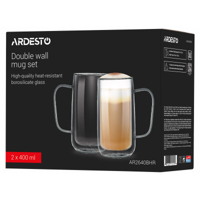 Набор чашек Ardesto BHR 400 мл 2 шт прозорий (AR2640BHR) Винница - изображение 3