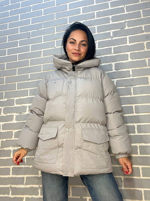 Куртка жіноча RUIXI 6093 парка пуффер з паском подовжена з капюшоном оверсайз, сірий, 46 Київ - фото 2