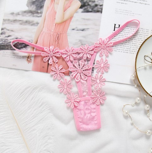 Еротичні стрінги рожеві "Ромашки" - розмір універсальний (на резинці), в талії до 90см Київ - фото 2