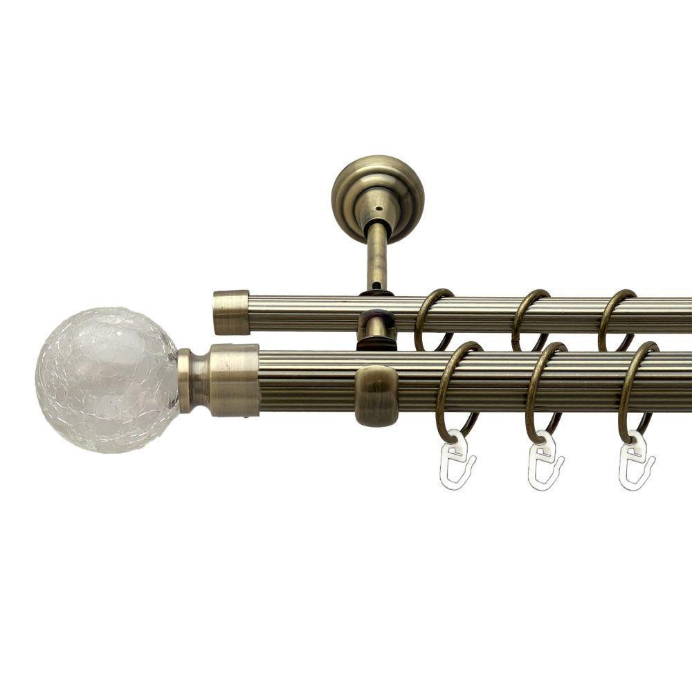 Карниз Orvit Сепія металевий дворядний відкритий рифлена труба кільце металеве Антик 25\16 мм 200 см (00-00018010) Львів - фото 1