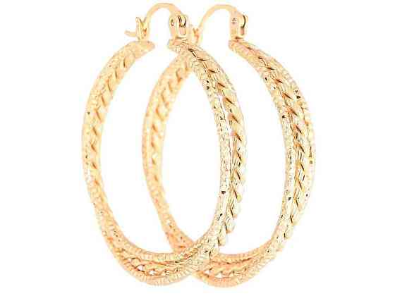 Серьги Позолота 18K кольца конго «Декоративный узор» ø 3.5см 270615 ТМ XUPING Киев
