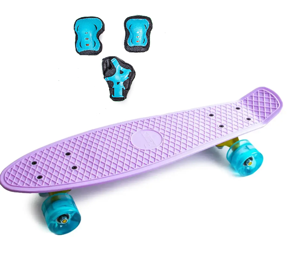 Набор СкейтБорд Penny Board. Лиловый + защитная экипировка. Колеса светятся при катании! Одесса - изображение 1