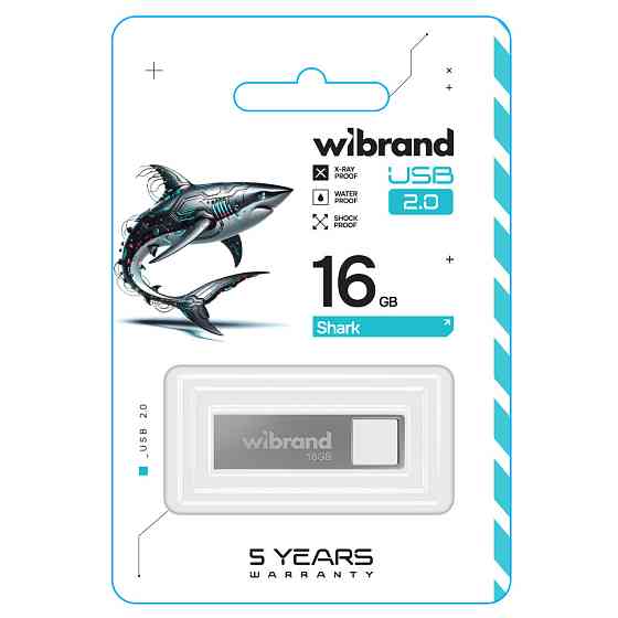 Флешка flash Wibrand USB 2.0 Shark 16Gb Silver WI2.0 / SH16U4S Одеса