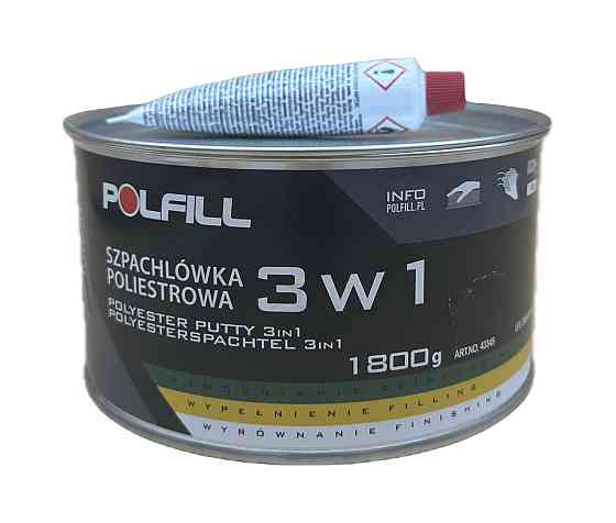 Шпаклівка 3в1 (уні+скловол+фініш) + затв. 1,8кг яскраво зелений Polfill Киев