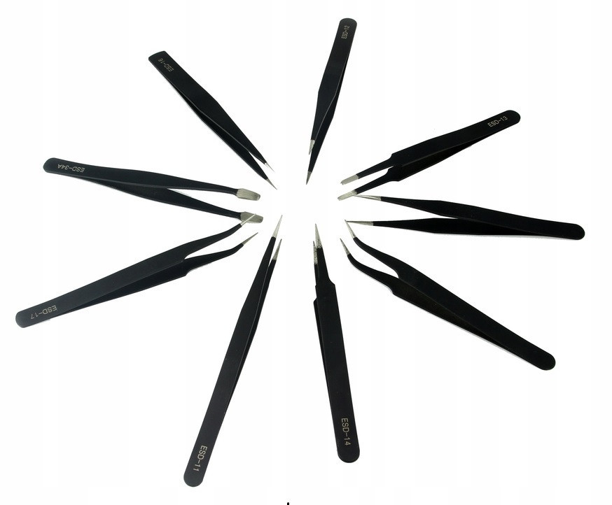 Набір прогумованих антистатичних пінцетів 9 шт у чохлі Mar-Pol (M66799) Нововолинськ - фото 4