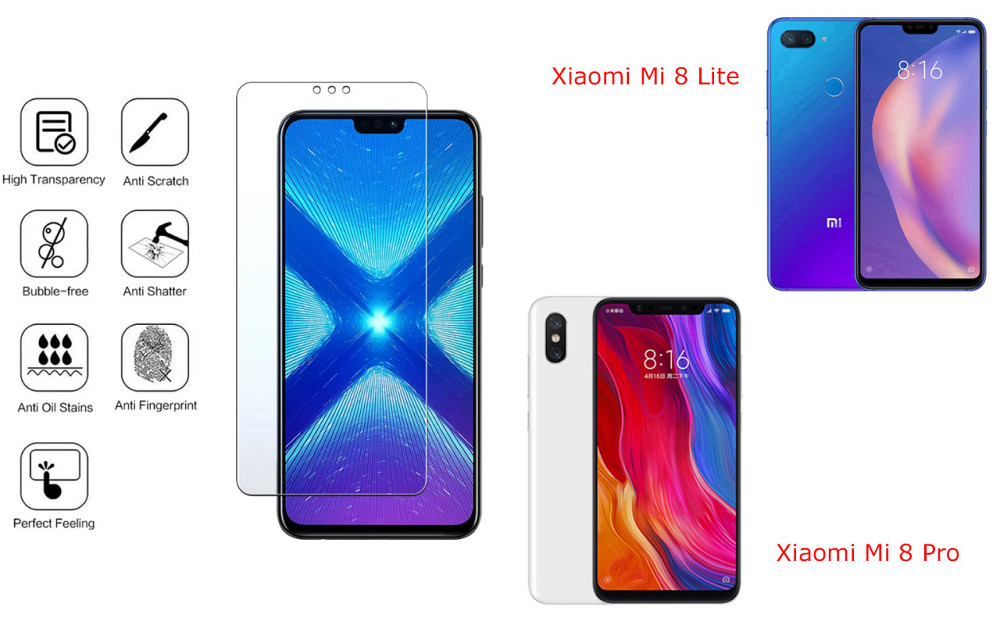 Захисне скло NeoGlass для Xiaomi Mi 8 Lite, Mi 8 Pro – надпрозоре та стійке Київ - фото 4