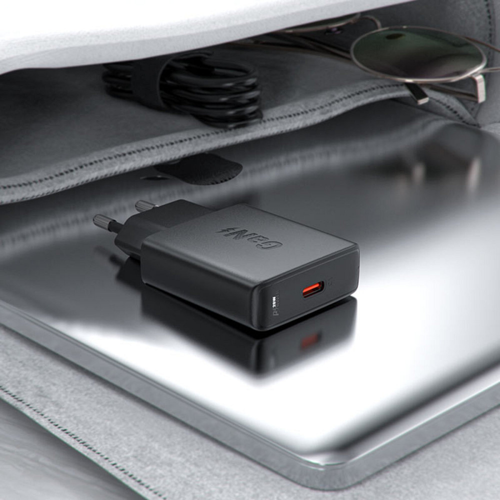 Мережевий зарядний пристрій ACEFAST A65 PD20W GaN single USB-C ultra-thin charger Black Киев - изображение 5