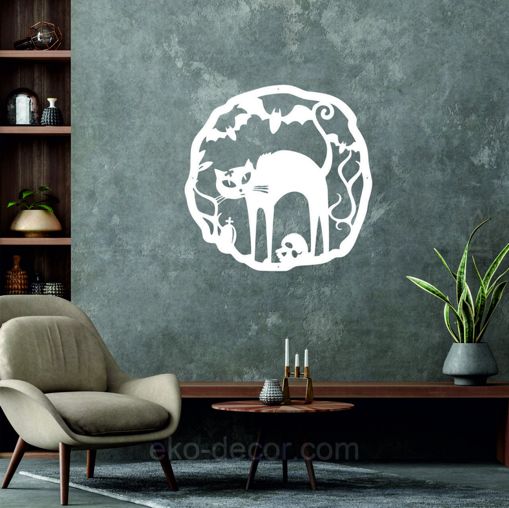 Декоративне настінне 3D Панно «Хелловін», Декор на стіну з об'ємом 50*50 см, Білий Київ - фото 4