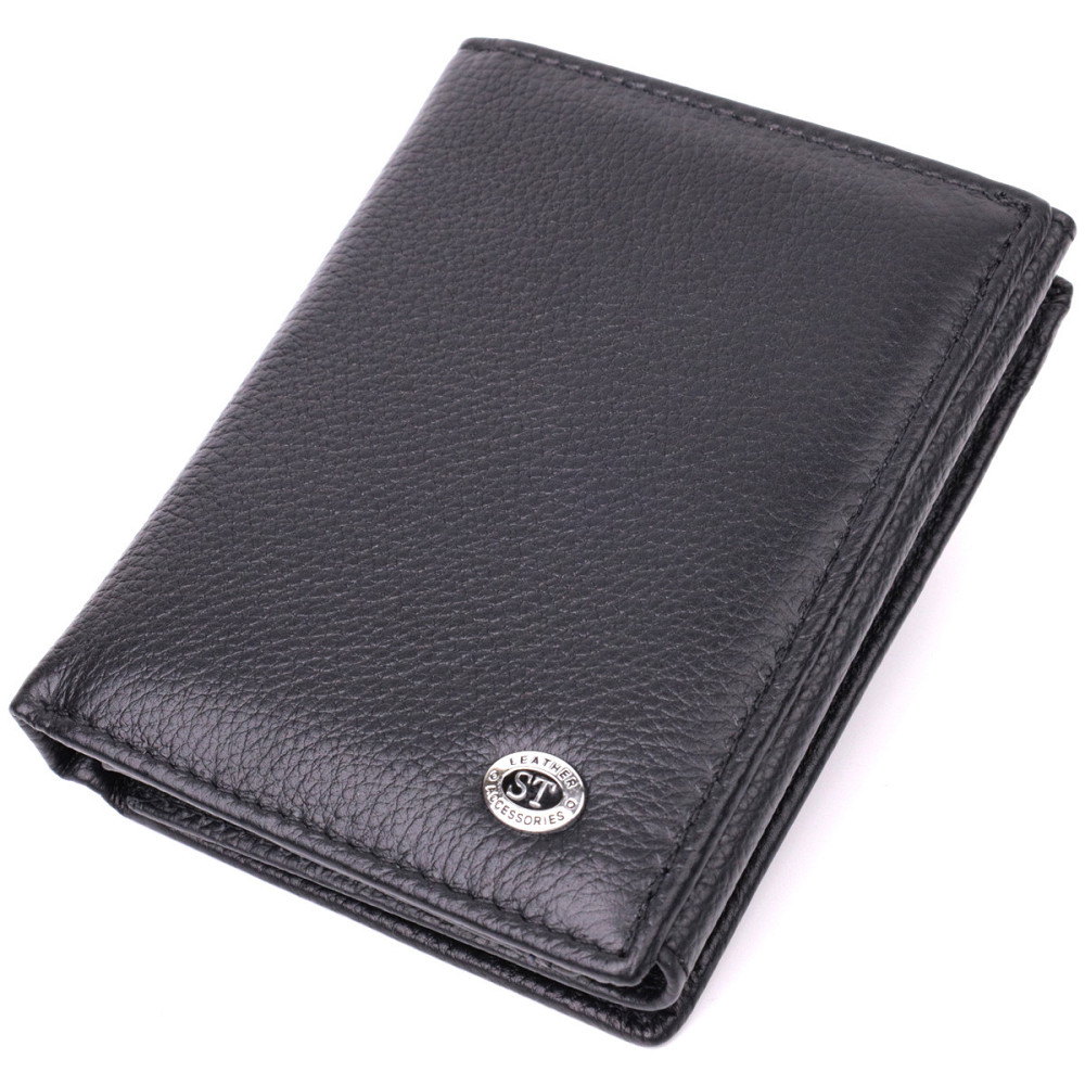 Вертикальний шкіряний гаманець, чорний (ST Leather) Київ - фото 12