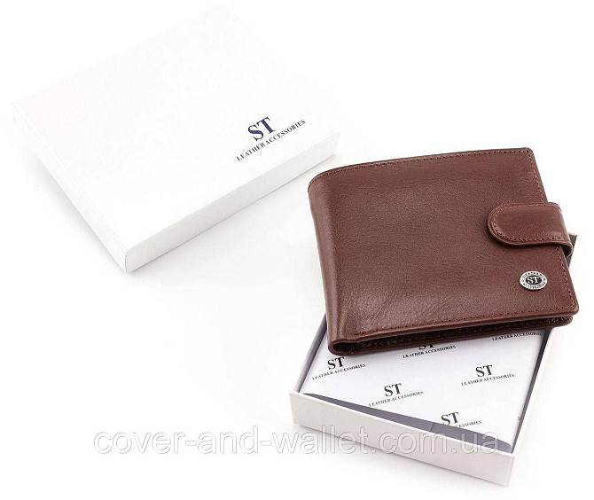 Коричневий чоловічий гаманець із гладкої шкіри ST Leather Київ - фото 6